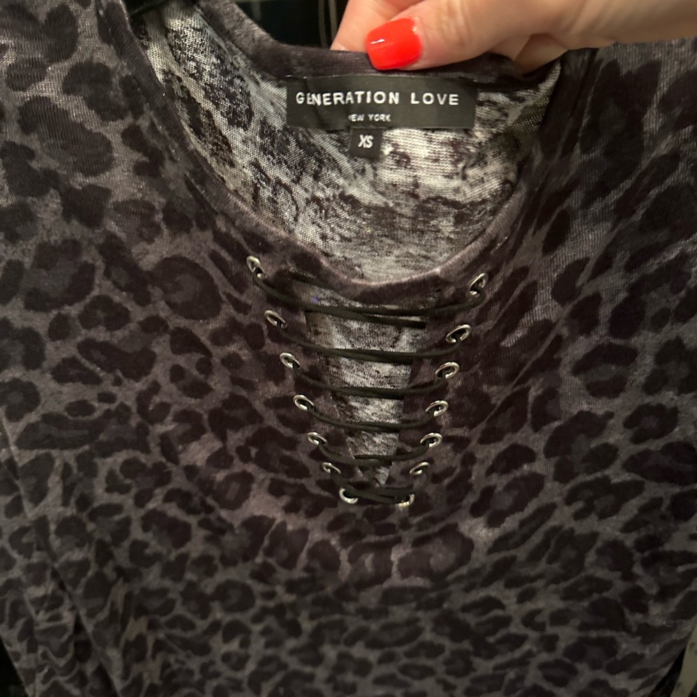 Generation Love Women's Leopard Print Top - Black